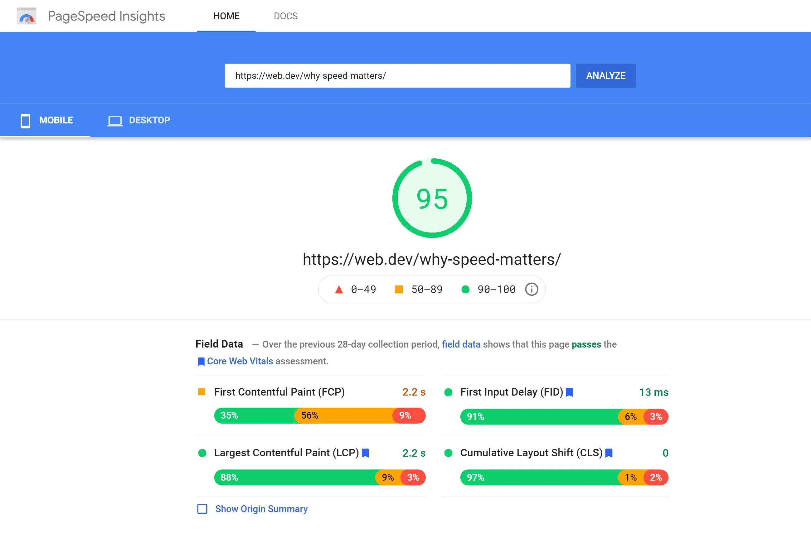 pagespeed crux data